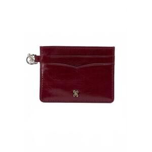 NEW HOBO women's leather card case with charm in saddleberry